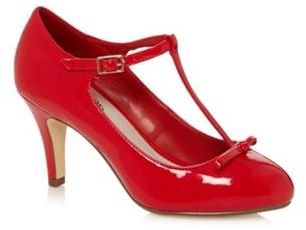 Good for the Sole Red patent T-bar strap wider fit court shoes
