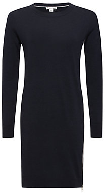 Whistles Side Zip Knitted Dress, Navy