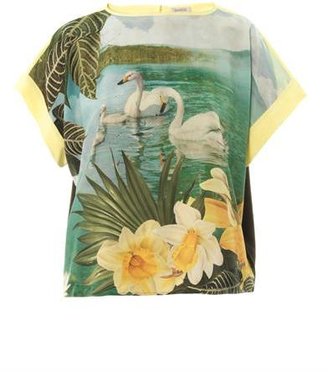 Emma Cook Swan-print silk top