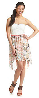 Amy Byer A Byer A. Byer Strapless Floral High Low Dress