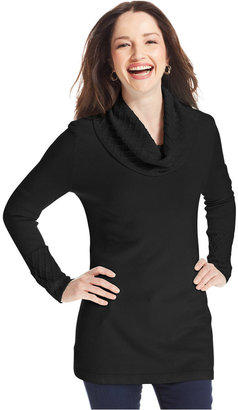 JM Collection Cowl-Neck Textured Sweater