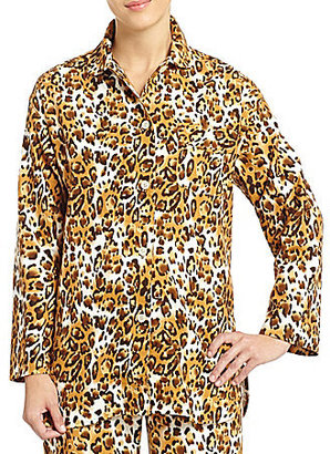 Sleep Sense Leopard Print Flannel Pajama Top