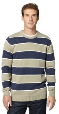 Maine New England Big and tall natural block striped crew neck jumper
