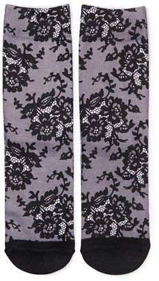 Forever 21 Lace Print Crew Socks
