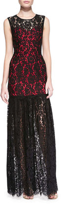 Milly Annika Sleeveless Lace Overlay Gown