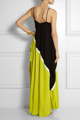 Halston Color-block georgette gown