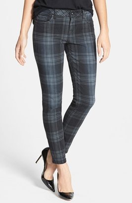Kensie 'Ankle Biter' Overdyed Plaid Skinny Jeans (Grey)
