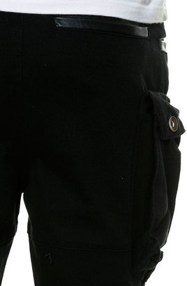 Square Zero Stretchable Heavy Twill Long Pants with Big Cargo Pocket & Quilted Knee Faux Leather Trim