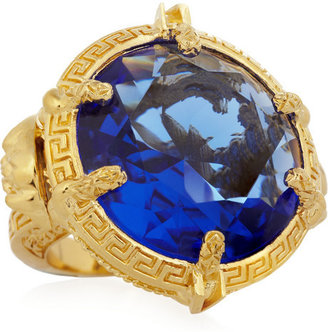 Versace Oversized gold-plated crystal ring