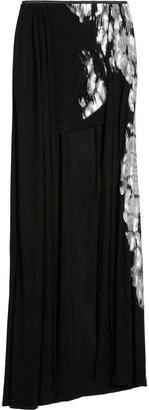Jay Ahr Metallic-appliquéd cutout crepe maxi skirt