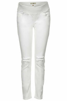 Topshop Womens MATERNITY MOTO White Ripped Jamie Jeans - White