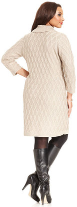Calvin Klein Size Dress, Three-Quarter-Sleeve Knit Buckle Sweater