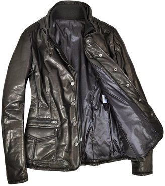 Forzieri Black Multi-Pocket Leather Zip Jacket