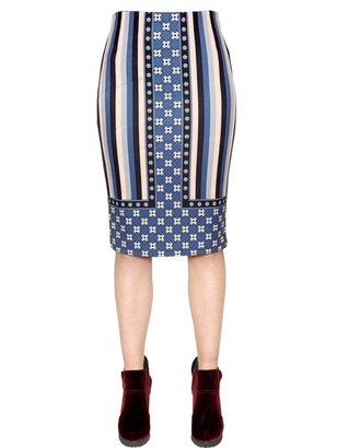 Emma Cook Printed Techno Jersey Pencil Skirt