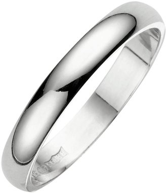 Love GOLD 18 Carat White Gold D Shaped Wedding Band 3mm