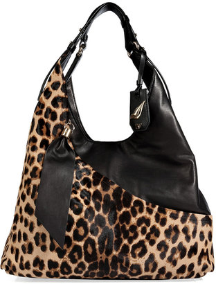Diane von Furstenberg Leather/Haircalf Wrap Tote in Leopard