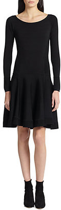 Donna Karan Long-Sleeve Fit-&-Flare Dress