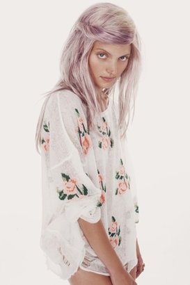 Wildfox Couture Prairie Rose Lennon Sweater in Clean White