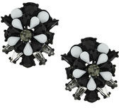 Topshop Womens Black And White Flower Studs - Black