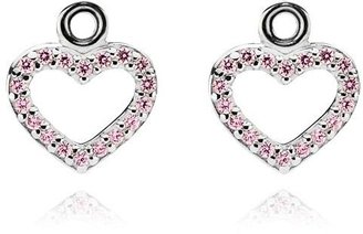 Pandora Design 7093 Pandora Sterling Silver and Pink CZ Heart Earrings