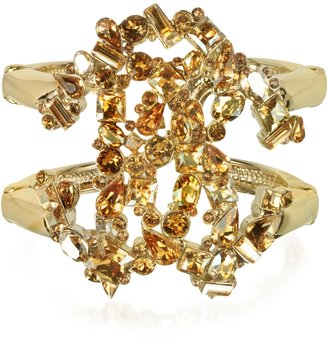 Roberto Cavalli Signature Golden Bangle w/Crystals