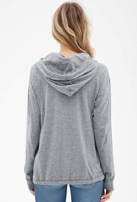 Forever 21 Heathered Double-Drawstring Hoodie