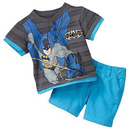 Nannette Baby Boys' Grey / Blue Henley Tee and Shorts Set