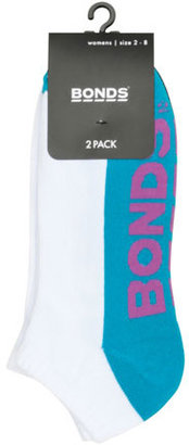 Bonds 2 Pair Logo Low Cut Aqua/White and Black L7292V