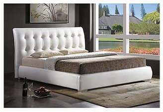 Baxton Studio Jeslyn White Modern Bed with Tufted Headboard - Queen Size
