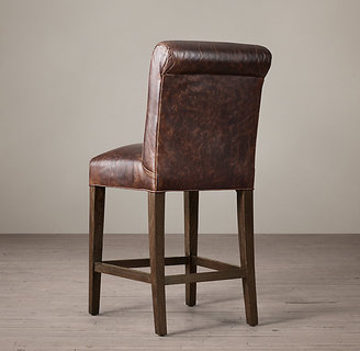 Hudson Roll-Back Leather Counter Stool