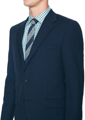 Hickey Freeman Navy Pinstripe Suit