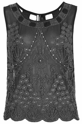Topshop Sleeveless tunic with all over embellishment and cut-out detailing around the neck. 100% polyester. machine washable.