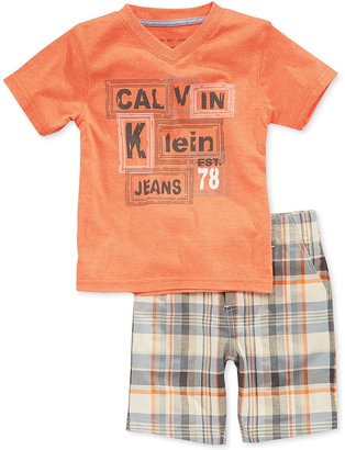 Calvin Klein Little Boys' 2-Piece Tee & Plaid Shorts