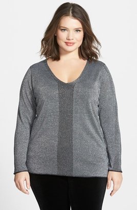 NYDJ Metallic V-Neck Sweater (Plus Size)