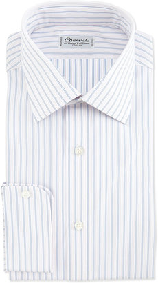 Charvet Striped Barrel-Cuff Dress Shirt, Blue/White