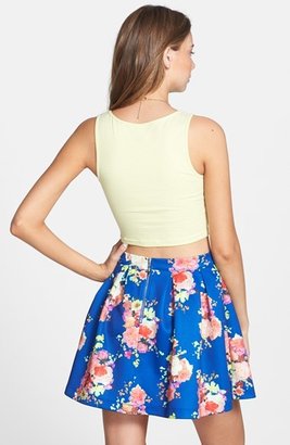 Hot & Delicious Floral Print Skater Skirt (Juniors)