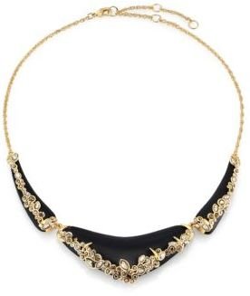 Alexis Bittar Imperial Lucite & Crystal Sectioned Bib Necklace