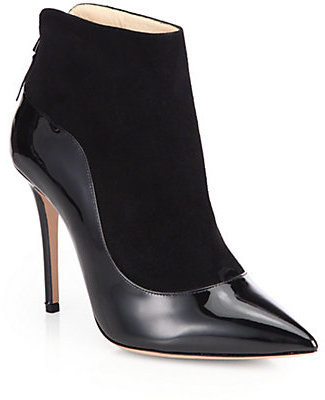 Giorgio Armani Suede & Patent Leather Point-Toe Booties