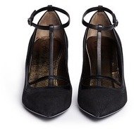Nobrand Lizard embossed T-strap leather pumps