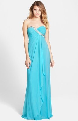 Hailey Logan Embellished Strapless Chiffon Gown (Juniors)