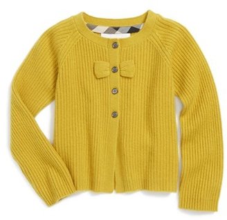 Burberry 'Bow Detail' Cashmere Cardigan (Toddler Girls)