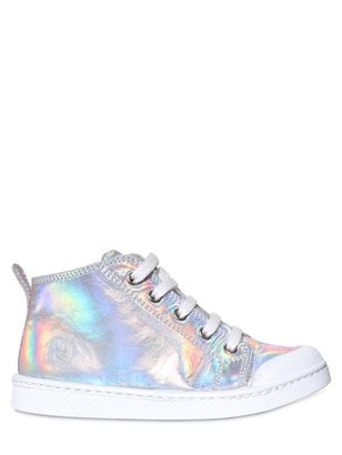 10is - Iridescent Leather High Top Sneakers
