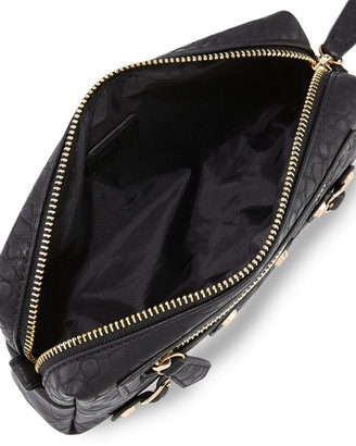 Neiman Marcus Pebbled Faux-Leather Cosmetics Case, Black