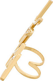 Lanvin Gold & Crystal Double-Finger Kiss Ring