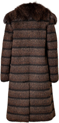 Ferragamo Wool-Mohair-Alpaca Coat with Fox Fur Front