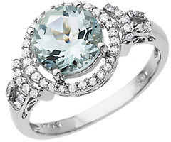 Lord & Taylor Aqua and Diamond Ring in White Gold