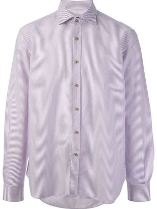 Corneliani striped cut-away collar shirt