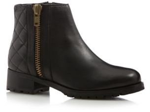 Faith Black leather quilted ankle boots