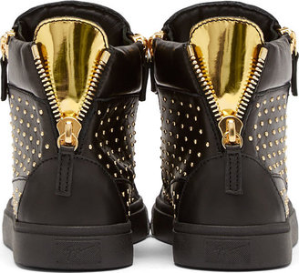 Giuseppe Zanotti Black Leather Mini-Stud Sneakers