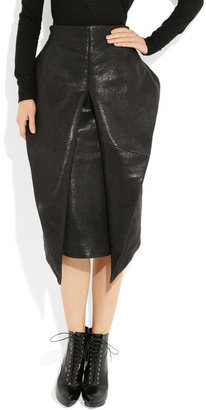 Haider Ackermann Textured-leather origami skirt